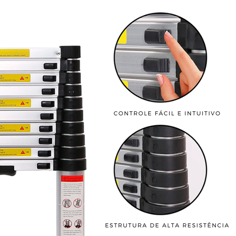Escada de Alumínio Telescópica EspaçoFix 13 degraus 5m até 150kg